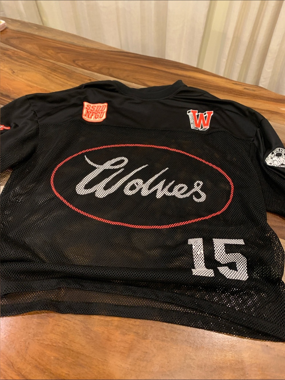 Darc Sport Black Mesh Wolves Jersey with Red & White Accents